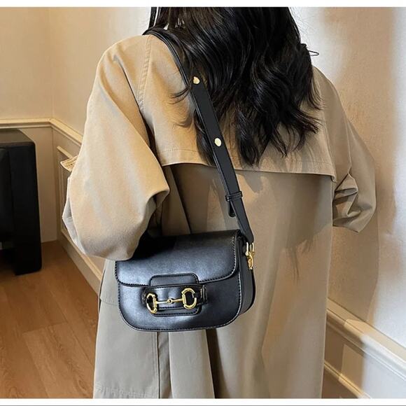 Black Designer GG Horsebit Leather Shoulder Crossbody Bag - Picture 6 of 9